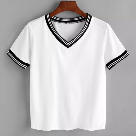 Unbranded Tops - Black & White striped short sleeve t-shirt